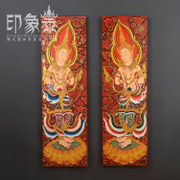 印象泰 油画 东南亚复古怀旧无框画 手绘泰佛金箔墙饰壁挂装饰画 
