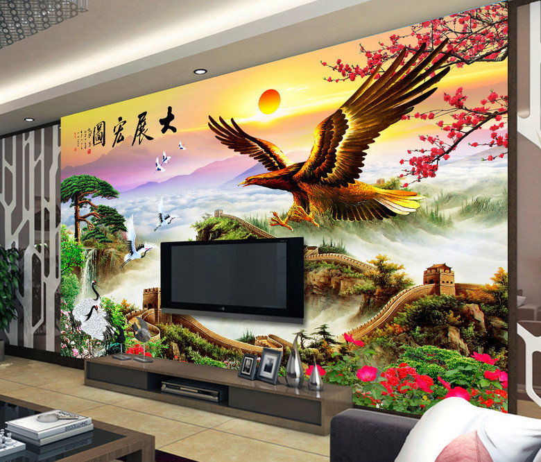 新大型壁画壁纸3d立体现代简约大展宏图5d墙纸卧室客厅电视背景墙